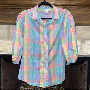 Vintage Pastel Checkered Plaid Top